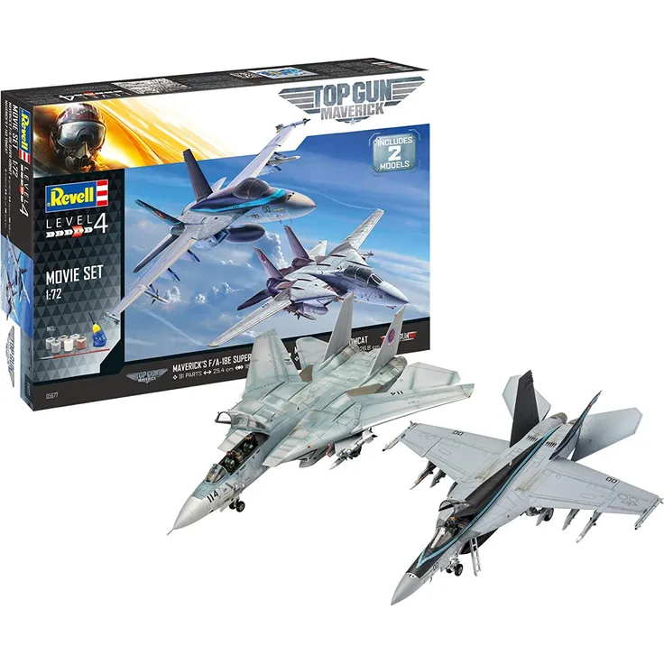 Revell 05677 Top Gun 2 Movie Set originalgetreuer Modellbausatz für Fortgeschrittene, mit Basis-Zubehör, unlackiert