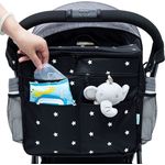 Orzbow XL Buggy Organizer Taschen,22 L Großer Kinderwagen Windel Organizer mit Getränkehaltern und Schulterriemen verwendet als Mom Handtasche & Schultertaschen & Backbag (Schwarzer Stern)