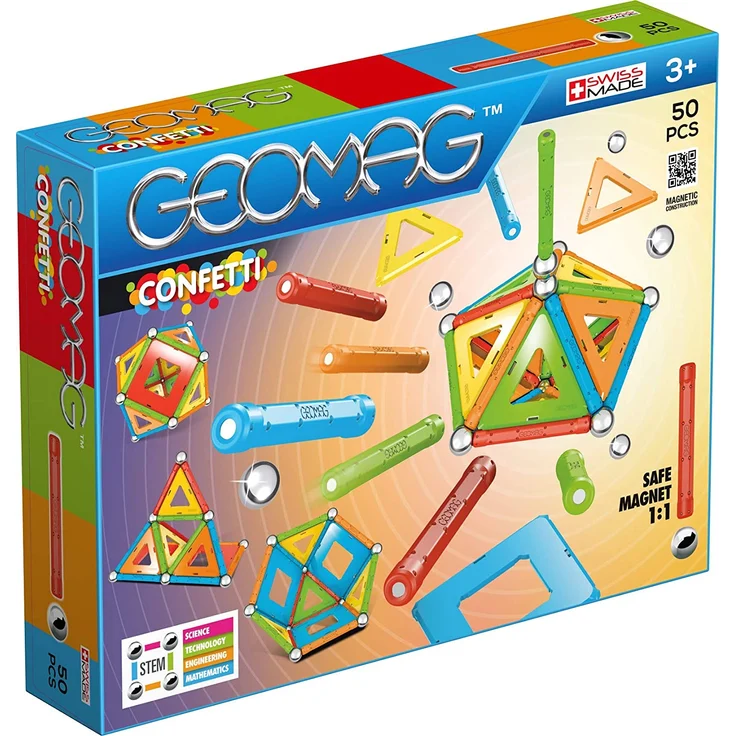 Geomag, Classic Confetti, 352, Magnetkonstruktionen und Lernspiele, 50-teilig – Bild 1