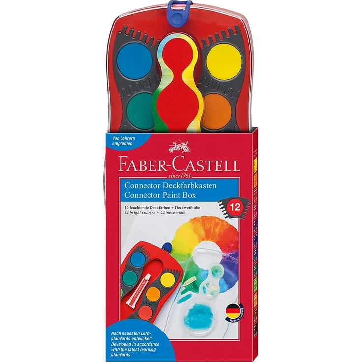Faber-Castell Deckfarbkasten Connector 12 Farben (Farbe wählen: rot) – Bild 1