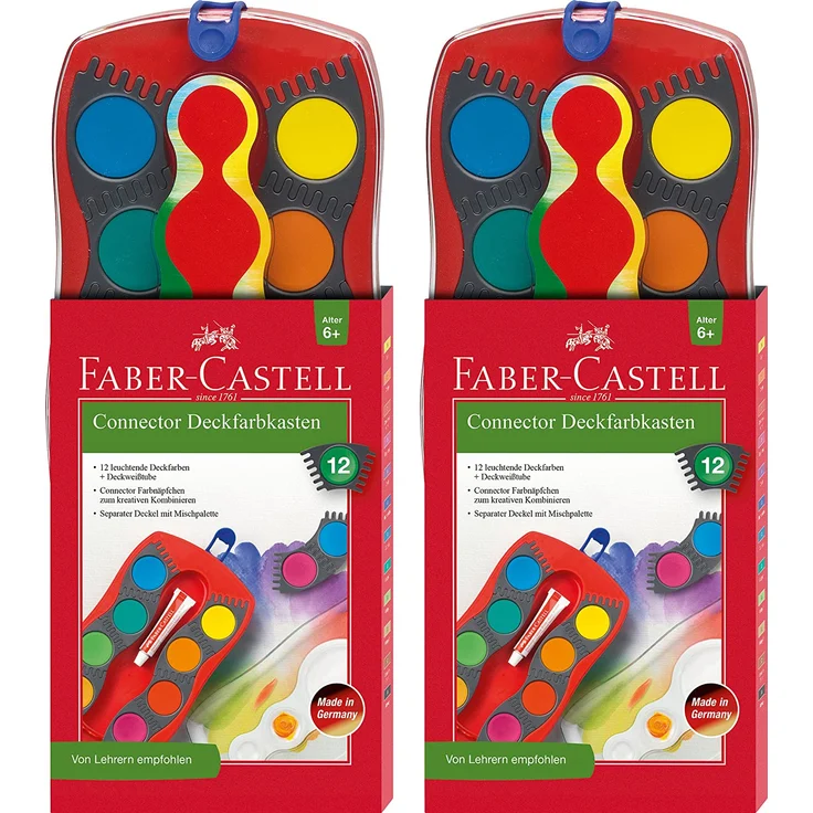 Faber-Castell Deckfarbkasten Connector 12 Farben (Farbe wählen: rot) – Bild 2