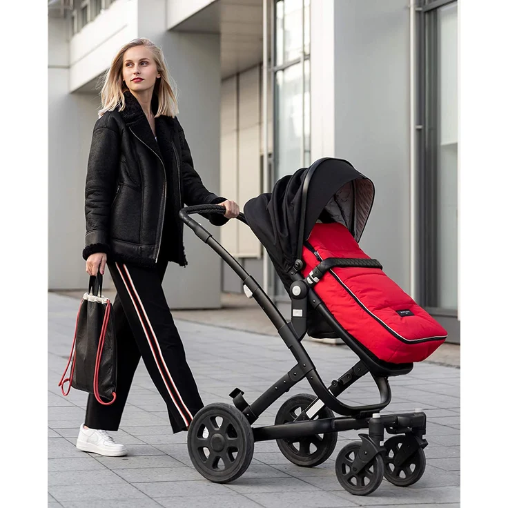 Lammfell Kinderwagen-Fußsack CORTINA von WERNER CHRIST BABY – Thermo Winterfußsack mit herausnehmbarem, echtem Fell, als Einlage für Buggy verwendbar (2-in-1) in schwarz – Bild 5