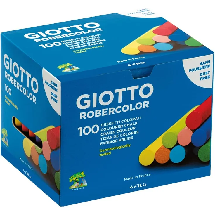 Giotto 5390 00 - RoberColor Wandtafelkreide, Karton mit 100 Stück farbig sortiert