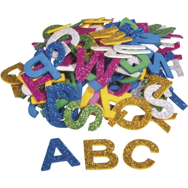 Moosgummi Alphabet mit Glitter, 130 Stück