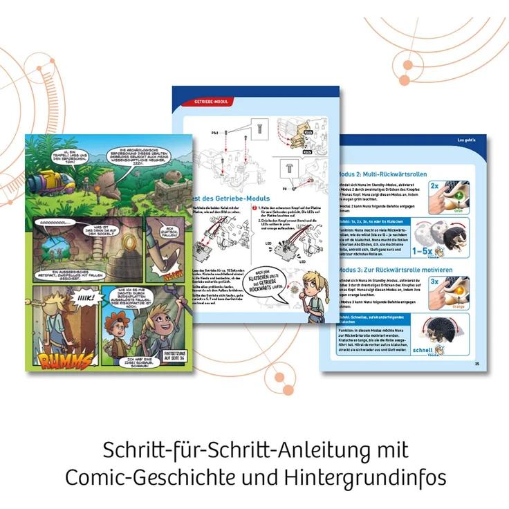 Kosmos 620066 Nuna - Dein Igel-Roboter, Rückwärtsrollen durch klatschen, Er Läuft, rollt sich zusammen, stellt seine Stacheln auf, wie ein echter Igel, Faszinierender Bionik-Modell Experimentierkasten – Bild 4