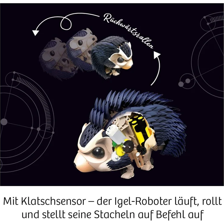 Kosmos 620066 Nuna - Dein Igel-Roboter, Rückwärtsrollen durch klatschen, Er Läuft, rollt sich zusammen, stellt seine Stacheln auf, wie ein echter Igel, Faszinierender Bionik-Modell Experimentierkasten – Bild 3