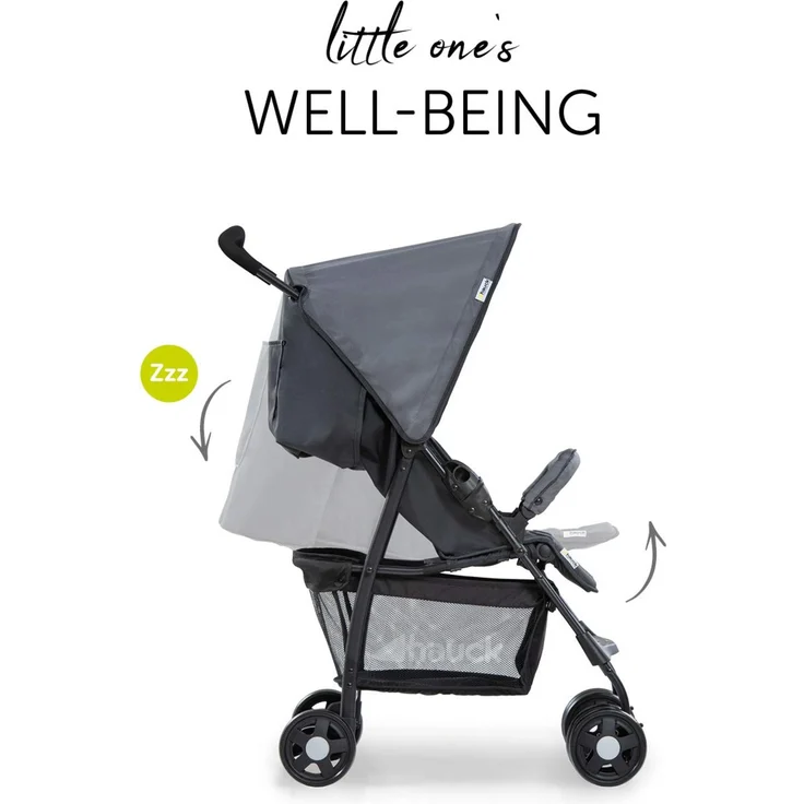 Hauck Buggy Sport, Ultra Leicht - nur 5,9 kg, Klein Zusammenklappbar, Reisebuggy mit Liegefunktion, Sonnenverdeck, Großer Korb, Melange Grau – Bild 5