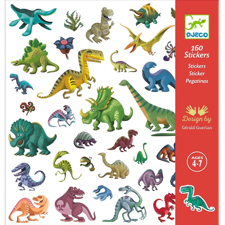 Djeco DJ08843 Aufkleber Sticker 160 Stueck Dinosaurier