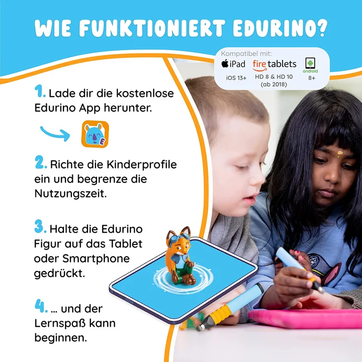 Edurino Starterset Mika Erstes Lesen & Schreiben ab 4 Jahren inkl. Eingabestift I Innovatives und digitales Lernspiel I Spielerisches Lernen von Schreibmotorik, Silben & Buchstaben – Bild 6