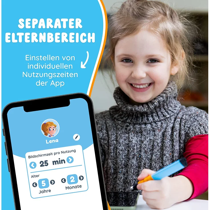 Edurino Starterset Mika Erstes Lesen & Schreiben ab 4 Jahren inkl. Eingabestift I Innovatives und digitales Lernspiel I Spielerisches Lernen von Schreibmotorik, Silben & Buchstaben – Bild 5