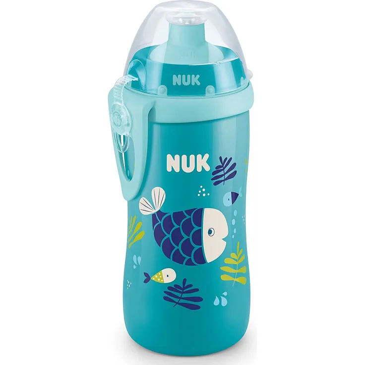 NUK Junior Cup Trinkflasche mit Chamäleon-Effekt | 18+ Monate | mit Farbwechsel | auslaufsicherer Trinklernbecher mit Push-Pull-Trinktülle | Clip & Schutzkappe | BPA-frei | 300 ml | blau