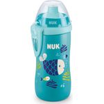 NUK Junior Cup Trinkflasche mit Chamäleon-Effekt | 18+ Monate | mit Farbwechsel | auslaufsicherer Trinklernbecher mit Push-Pull-Trinktülle | Clip & Schutzkappe | BPA-frei | 300 ml | blau