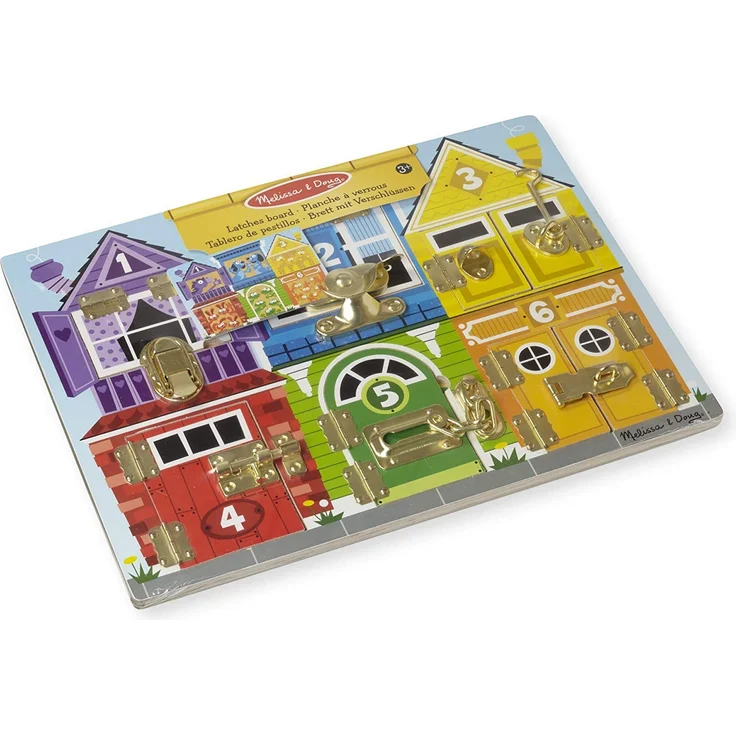 Melissa & Doug 13785 HolzspielbrettmitSchlössernundRiegeln, Mehrfarbig – Bild 5