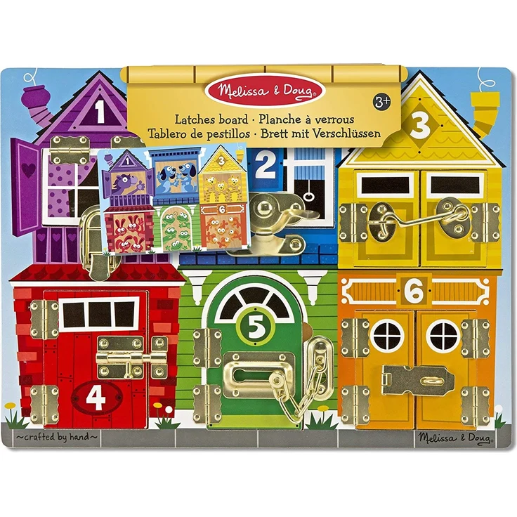 Melissa & Doug 13785 HolzspielbrettmitSchlössernundRiegeln, Mehrfarbig – Bild 1