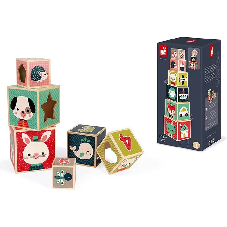 Janod J08016 Stapelpyramide Baby Forest 6 Würfel – Bild 7