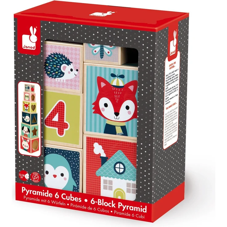 Janod J08016 Stapelpyramide Baby Forest 6 Würfel – Bild 9