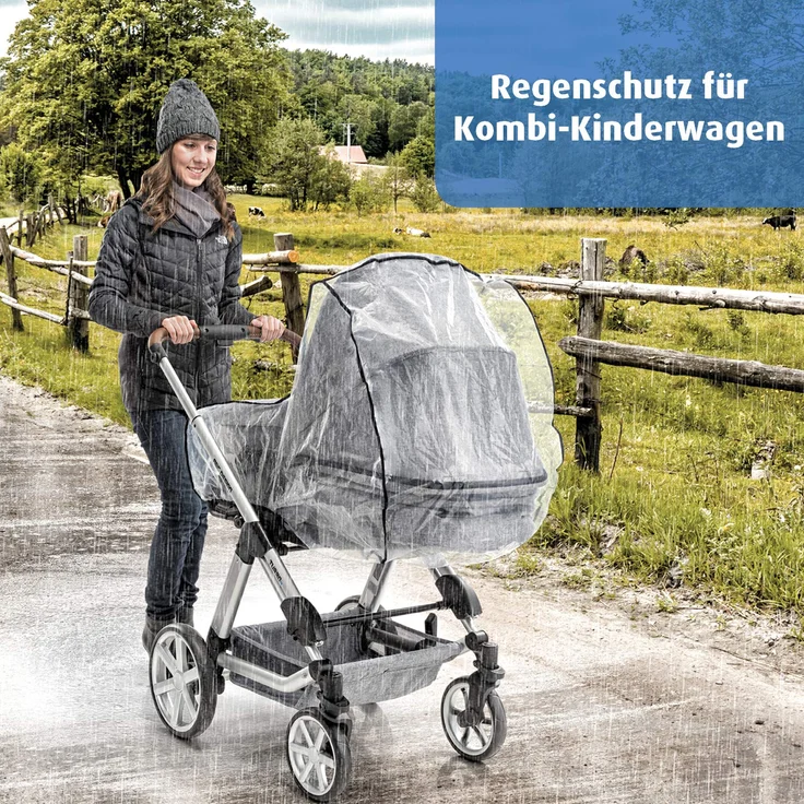 Reer RainCover Classic Regenschutz für Kombi-Kinderwagen, 1er Pack – Bild 2