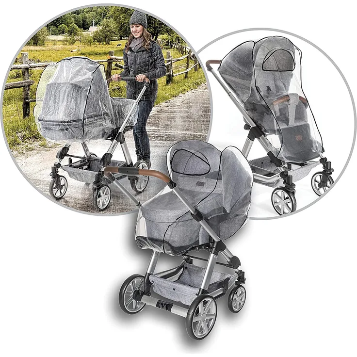 Reer RainCover Classic Regenschutz für Kombi-Kinderwagen, 1er Pack