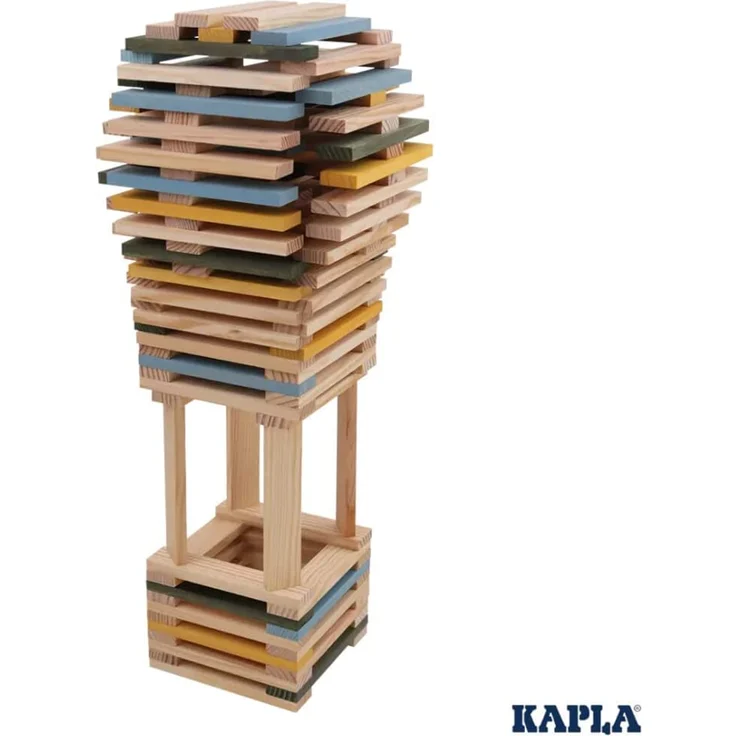 KAPLA® Holzbausteine120er Box hellblau, grün, gelb – Bild 3