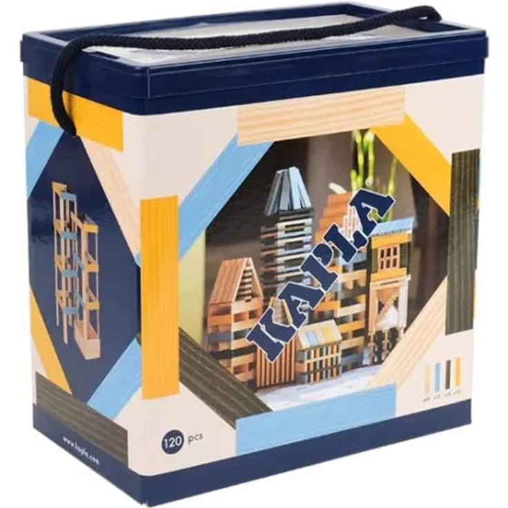 KAPLA® Holzbausteine120er Box hellblau, grün, gelb – Bild 2