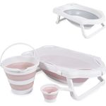 Cangaroo Badewannen-Set Hawaii 4-teilig faltbar Wasserablauf Ablagefächer Netz rosa