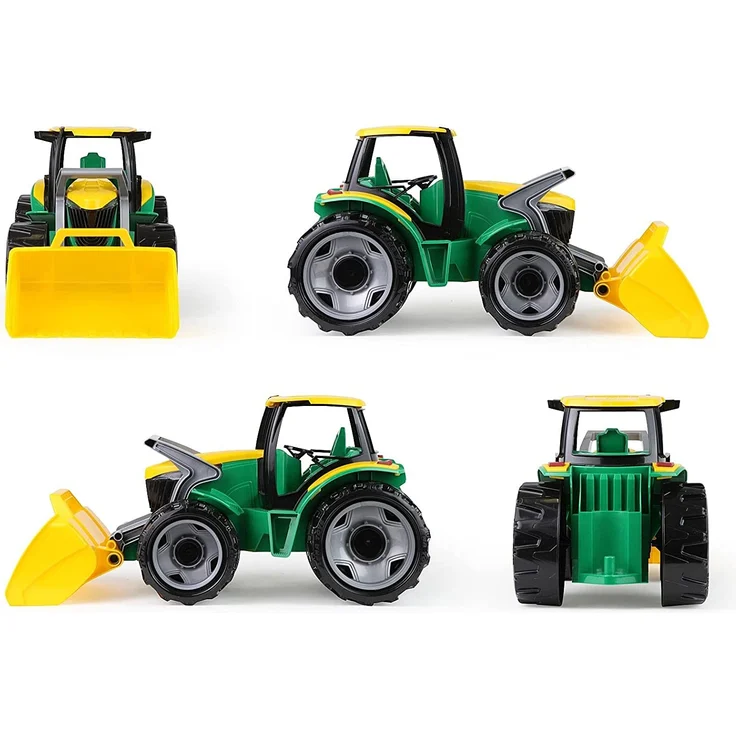 Lena 02123 Giga Trucks Traktor mit Schaufel und Anhänger grün, Starke Riesen Spielfahrzeug Trecker mit Ladeschaufel 62 cm und Hänger ca. 43 cm, Spielzeugtraktor Set für Kinder ab 3 – Bild 3