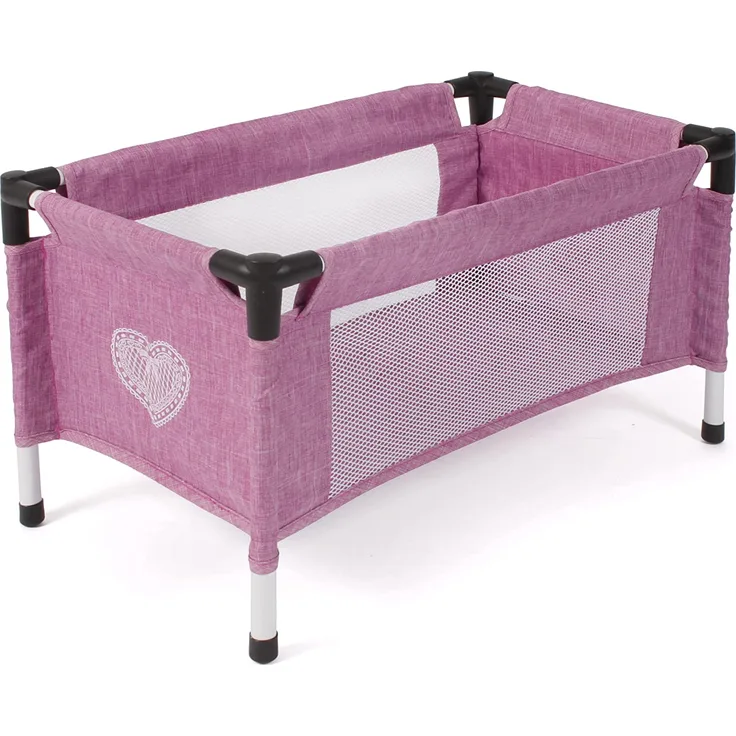 Puppen-Reisebett Jeans pink - Puppenbett