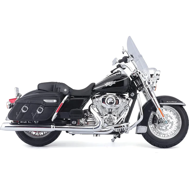 Maisto Harley-Davidson FLHRC Road King Classic 2013: Motorradmodell 1:12, mit Lenkung, beweglichem Ständer und frei rollenden Rädern, schwarz (532322) – Bild 7