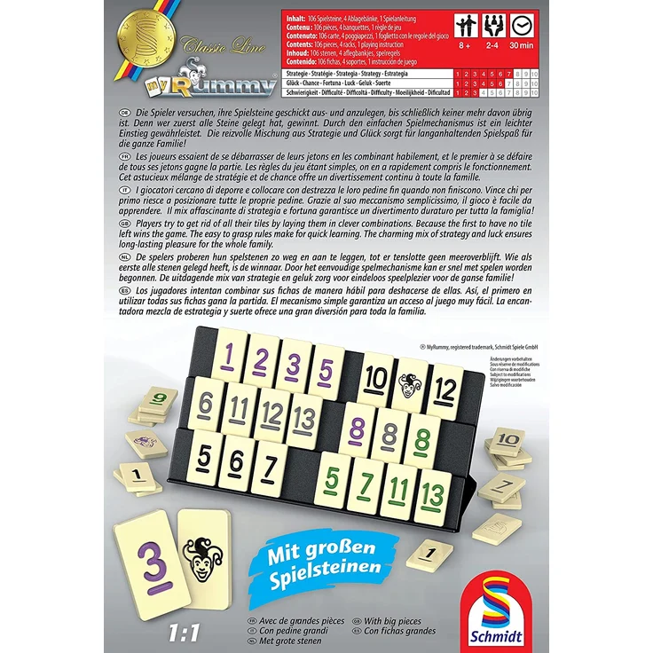 Schmidt Spiele 49282 - Classic Line MyRummy, Legespiel mit großen Spielsteinen – Bild 2