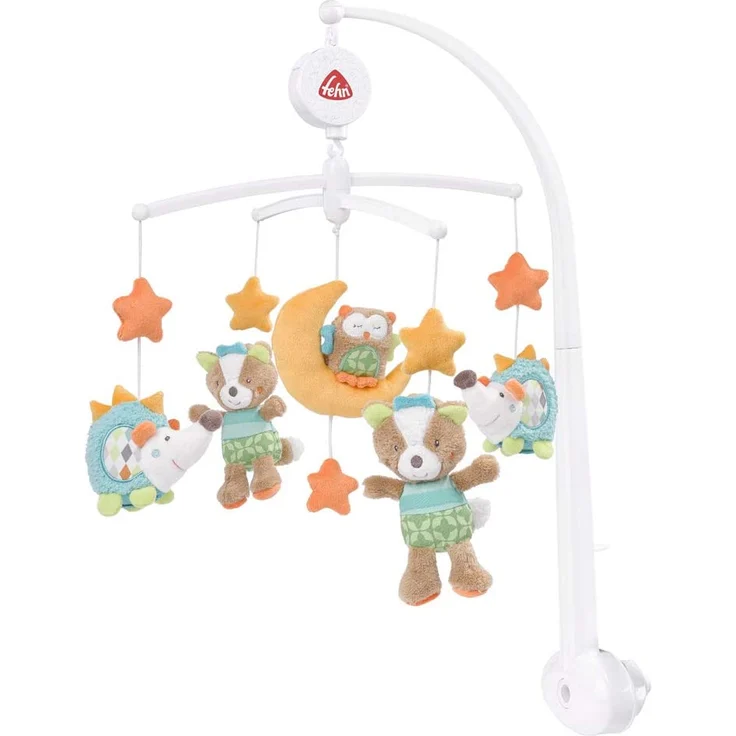 Fehn 071214 Musik-Mobile Forest – Spieluhr-Mobile mit niedlichen Bewohnern des Waldes zum Lauschen & Staunen – Zum Befestigen am Bett für Babys von 0-5 Monaten – Höhe: 65 cm, ø 40 cm – Bild 1