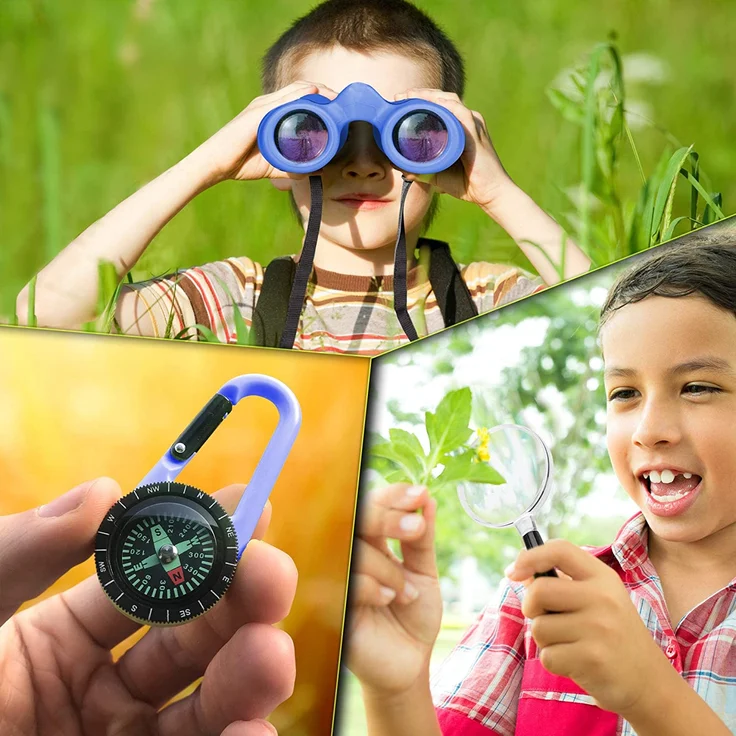 Fernglas für Kinder - Optimales Geschenk für kleine Jungen und Mädchen - Starke Vergrößerung 8X21 – Umfangreiches Set inklusive Lupe & Kompass – Spielzeug für 4 5 6 7 8 Jahre alte Jungen und Mädchen – Bild 6