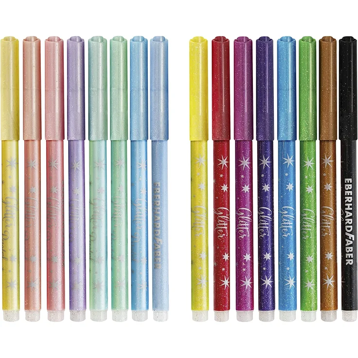 Eberhard Faber 551016 - Glitzer Filzstifte in 16 leuchtenden Farben, Minenstärke 3 mm, auswaschbar, in Hartkartonage, zum Zeichnen, Kolorieren, Basteln und Schreiben – Bild 7