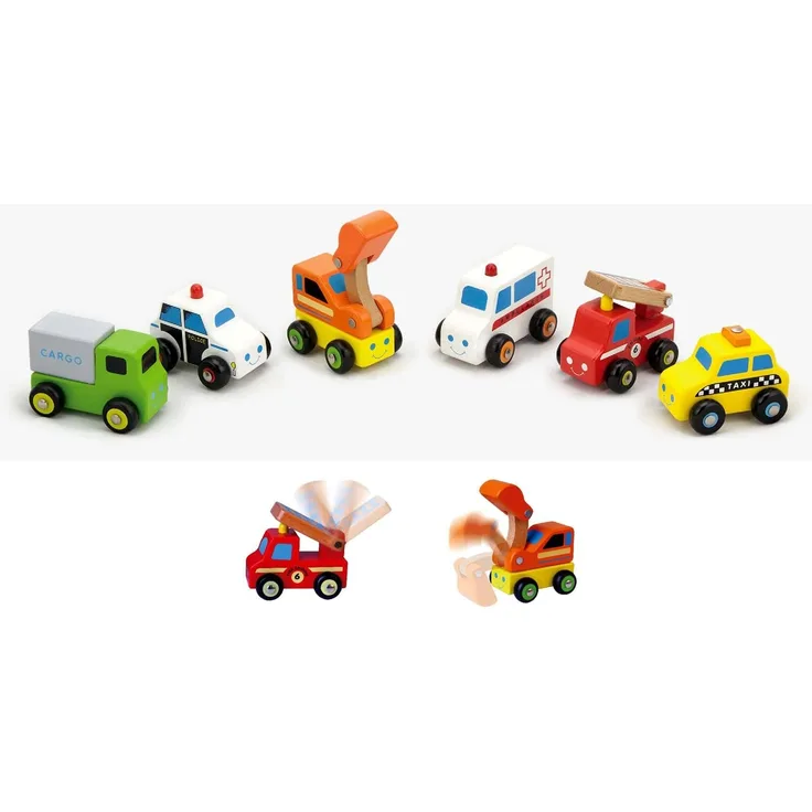 VIGA 4422237 Lot de kleinen Autos aus Holz # 59621 – 6-teilig, Multi Color, n. a
