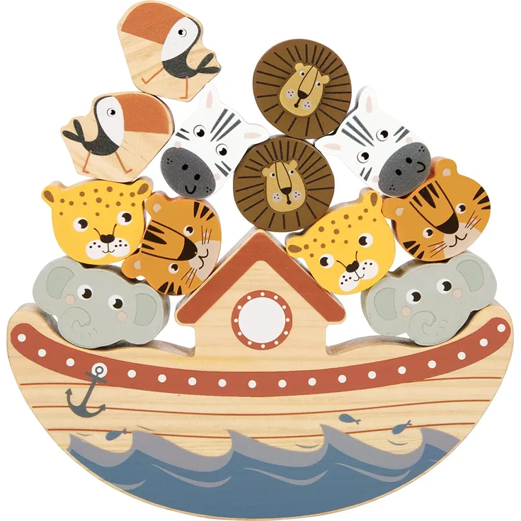 small foot 12229 - Balancierspiel Safari, Holz, 14-teilig, Wrfelspiel, Feinmotorik-Spiel
