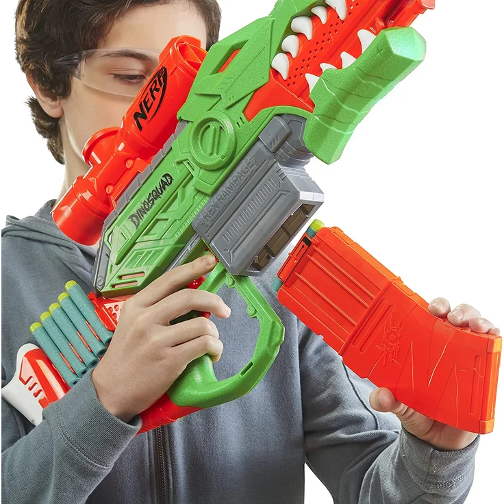 Hasbro DinoSquad Rex-Rampage motorisierter Blaster, 10-Dart Clip-Magazin, 20 Hasbro Darts, 10-Dart Aufbewahrung, T-Rex Dinosaurier Design, F0807 – Bild 5