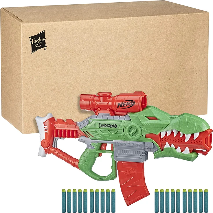 Hasbro DinoSquad Rex-Rampage motorisierter Blaster, 10-Dart Clip-Magazin, 20 Hasbro Darts, 10-Dart Aufbewahrung, T-Rex Dinosaurier Design, F0807 – Bild 1