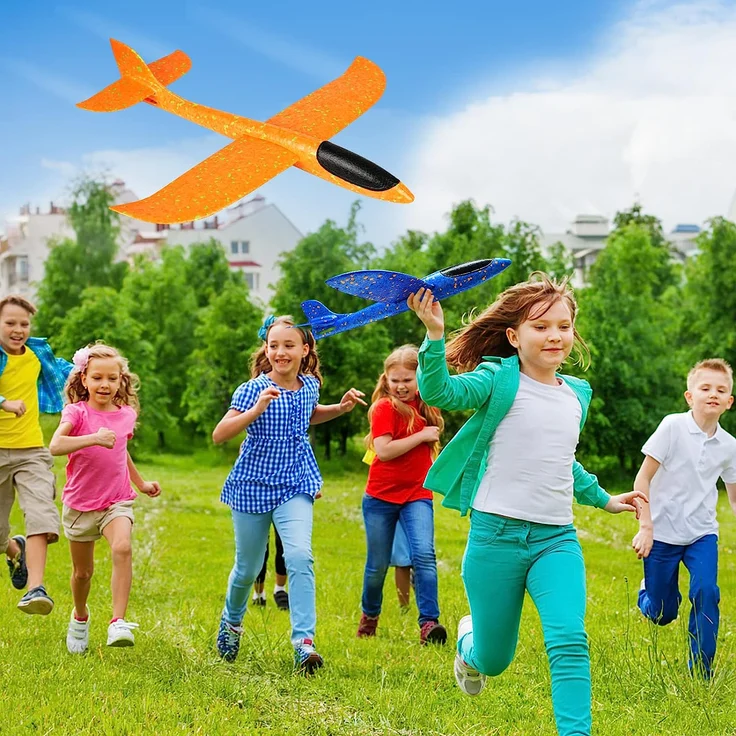 VCOSTORE Styroporflieger Flugzeug Styropor Kinder - 2 Stück Flugzeug Spielzeug Groß Segelflugzeug Wurfgleiter Flieger Styropor Flugzeug für Kinder – Bild 2
