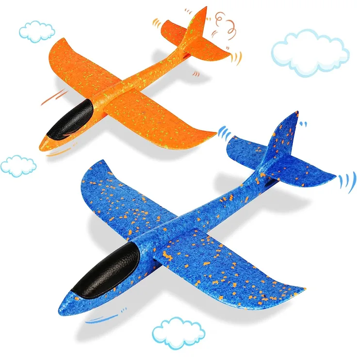 VCOSTORE Styroporflieger Flugzeug Styropor Kinder - 2 Stück Flugzeug Spielzeug Groß Segelflugzeug Wurfgleiter Flieger Styropor Flugzeug für Kinder