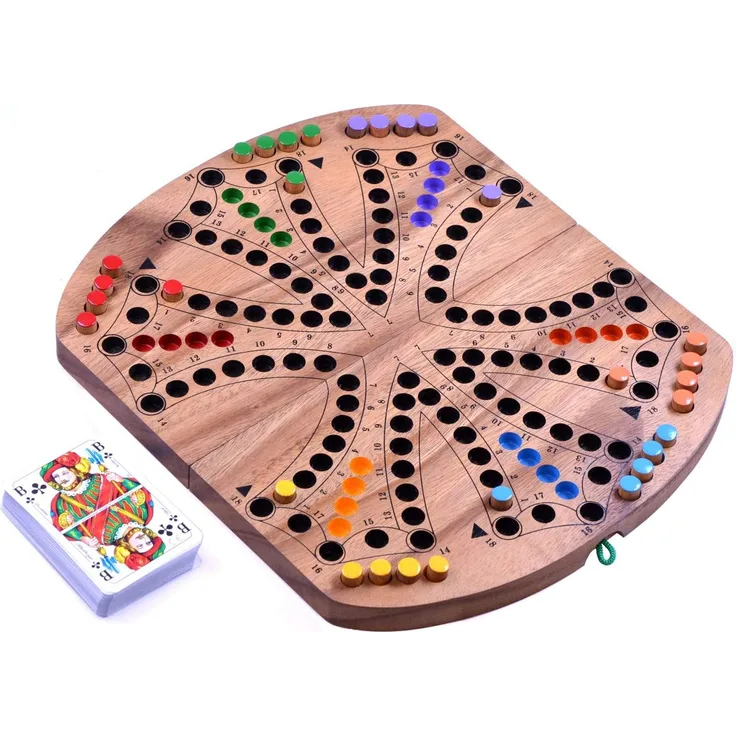 Tock für 6 Spieler - Spielfeld 33 x 28 cm - Gesellschaftsspiel mit Spielkarten