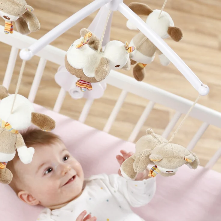 Fehn 160741 Musik-Mobile Rainbow – Spieluhr-Mobile mit niedlichen Teddys zum Lauschen & Staunen – Zum Befestigen am Bett für Babys von 0-5 Monaten – Höhe: 65 cm, ø 40 cm – Bild 2