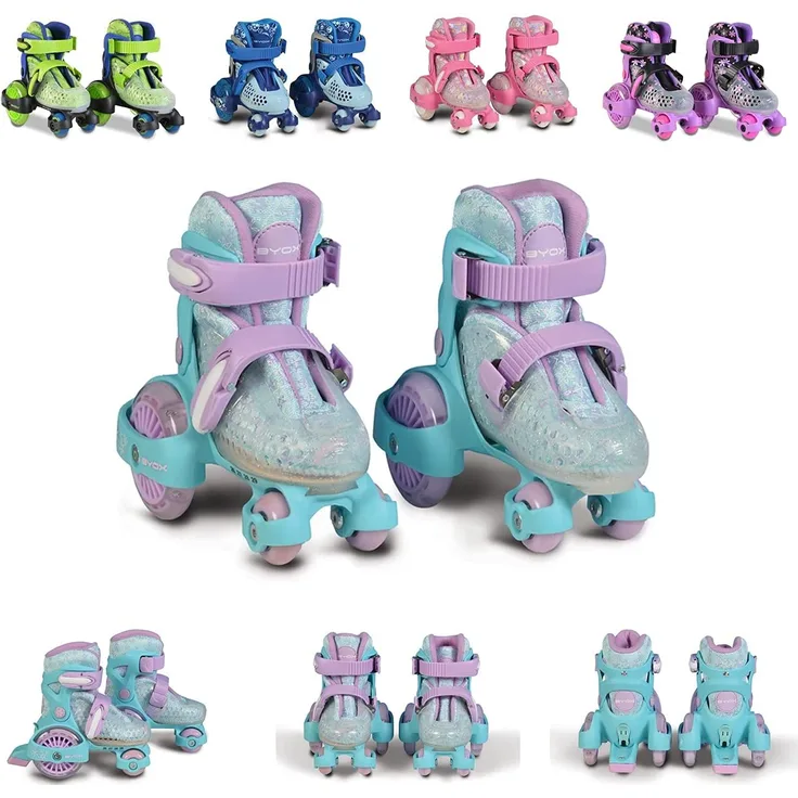Byox Rollschuhe Beetle Größe XS 26-29, PU-Rollen, ABEC-5 Lager, Stopper hinten lila