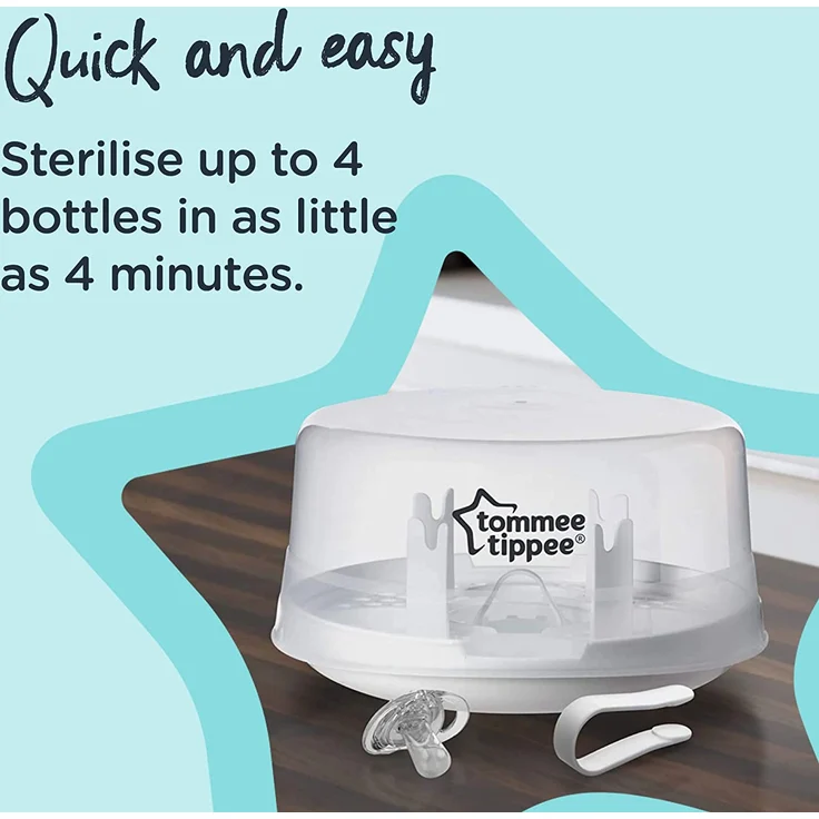 Tommee Tippee Sterilisator, Mikrowellen-Dampfsterilisator für Babyflaschen, 4-Minuten-Sterilisationszyklus – Bild 2
