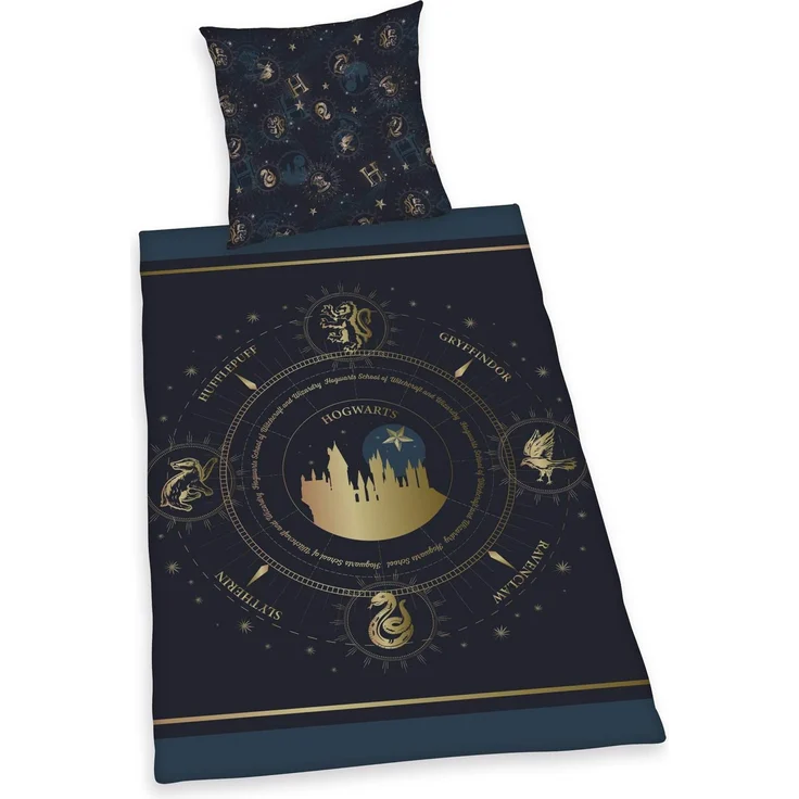 Harry Potter Wende Bettwäsche Hogwarts Wappen 2tlg 135 x 200 cm 80 x 80 cm – Bild 2