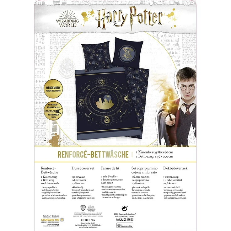 Harry Potter Wende Bettwäsche Hogwarts Wappen 2tlg 135 x 200 cm 80 x 80 cm – Bild 8
