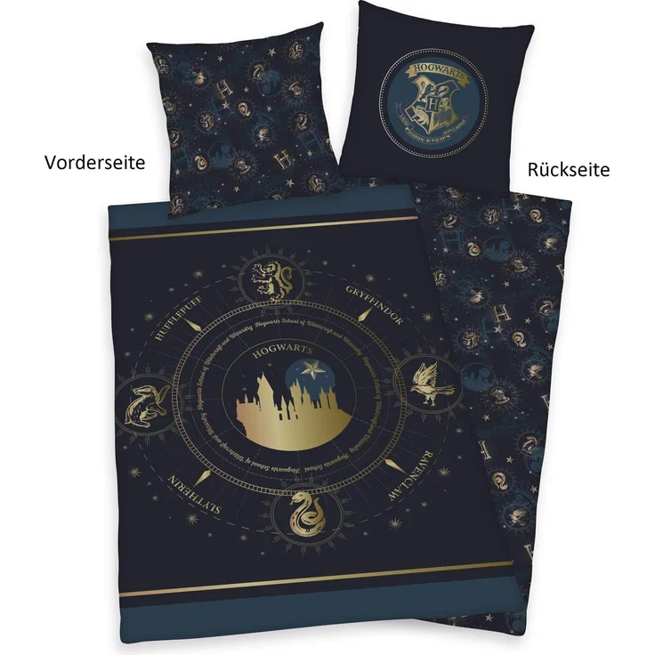 Harry Potter Wende Bettwäsche Hogwarts Wappen 2tlg 135 x 200 cm 80 x 80 cm – Bild 3