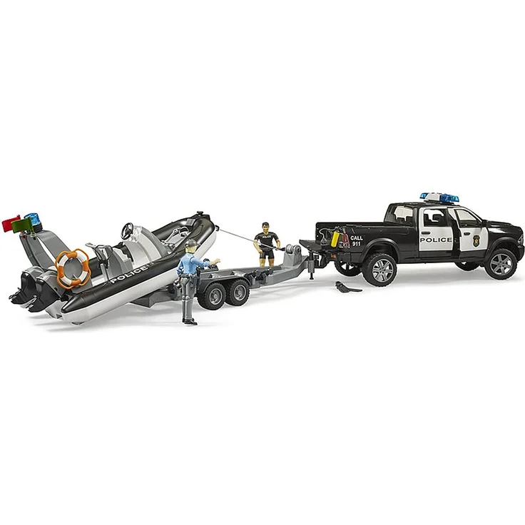 Bruder 02507 RAM 2500 Polizei Pickup mit Anhänger und Boot – Bild 2