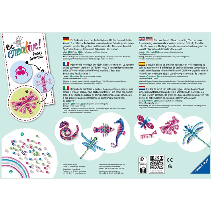 Ravensburger 18247 Be Creative Pearl Animals fädeln, DIY für Kinder ab 6 Jahren – Bild 3