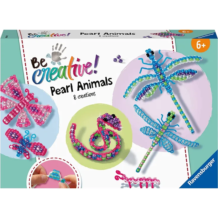 Ravensburger 18247 Be Creative Pearl Animals fädeln, DIY für Kinder ab 6 Jahren