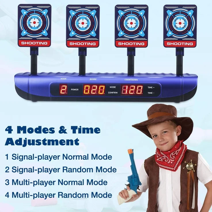 Dreamy Cubby Zielscheibe für Nerf Pistole, 4 Spielmodi & 4 Ziele Elektronische Wertung Automatisches Zurücksetzen Digitale Ziele Spielzeug für 6 7 8 9 10 Jahre Kinder Jungen Geburtstagsgeschenke – Bild 3