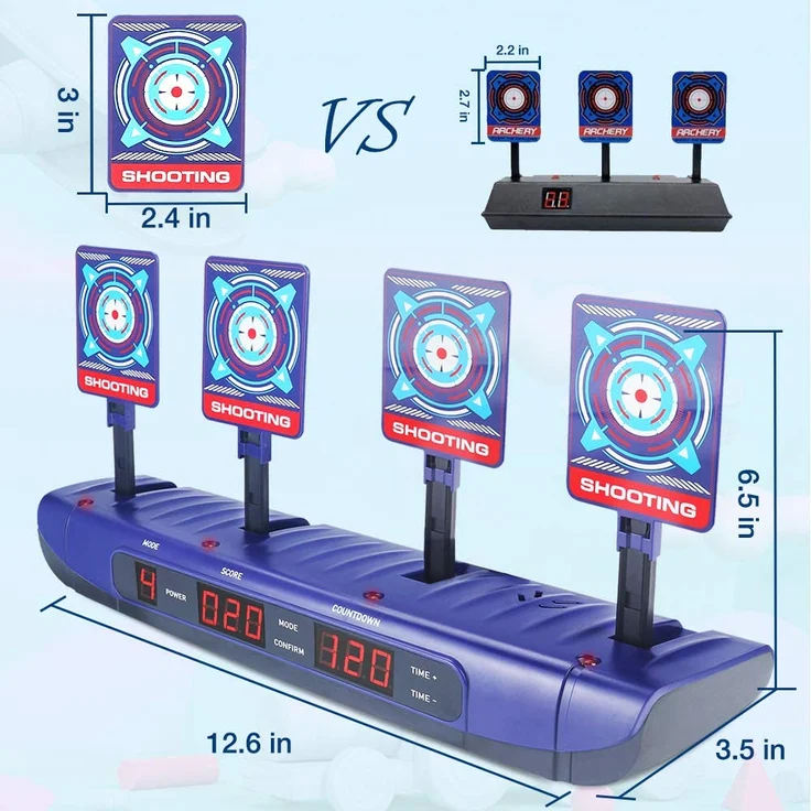 Dreamy Cubby Zielscheibe für Nerf Pistole, 4 Spielmodi & 4 Ziele Elektronische Wertung Automatisches Zurücksetzen Digitale Ziele Spielzeug für 6 7 8 9 10 Jahre Kinder Jungen Geburtstagsgeschenke – Bild 4